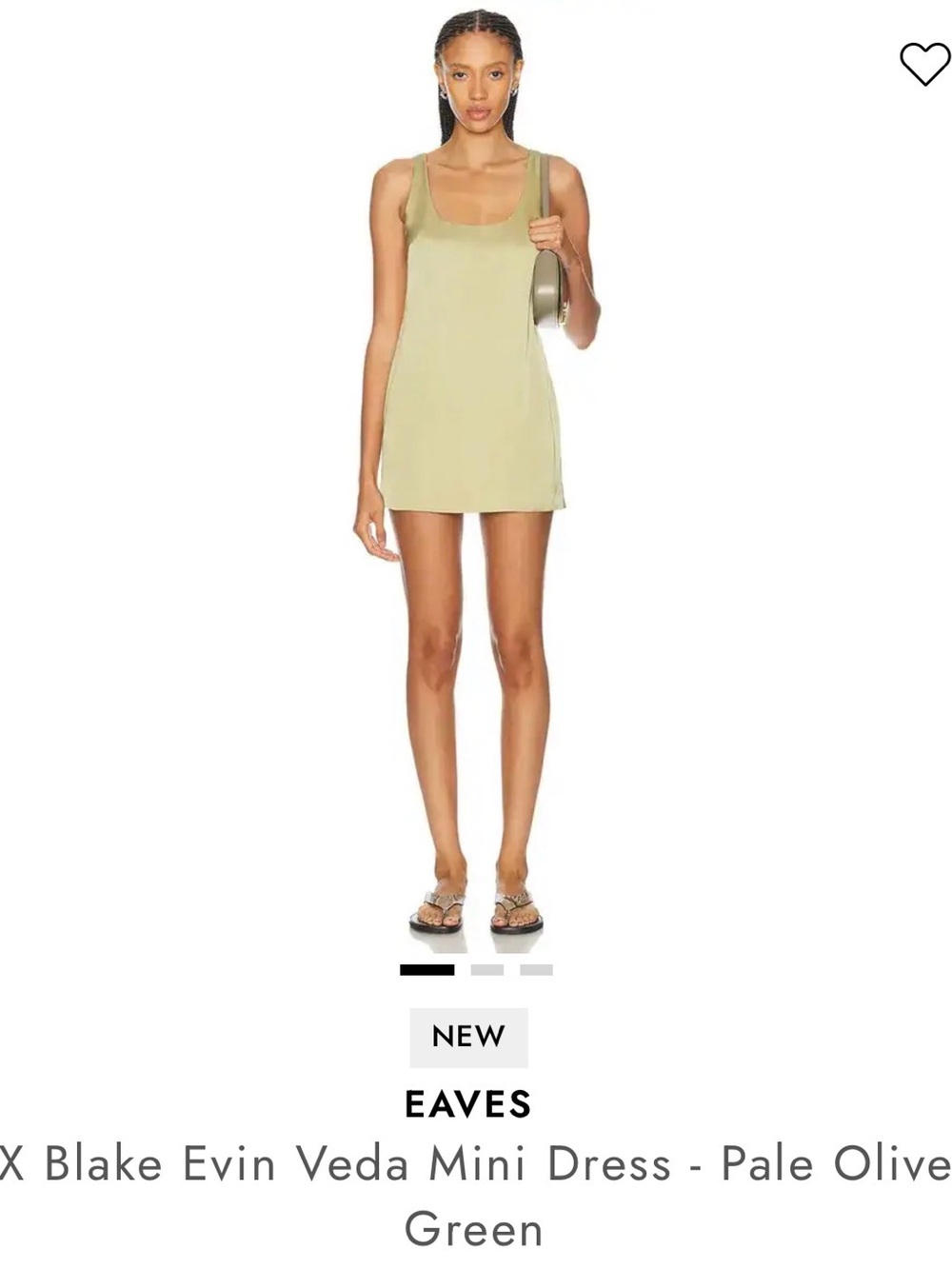 ISO EAVES Pale Olive Green Scoop Neck Mini Dress